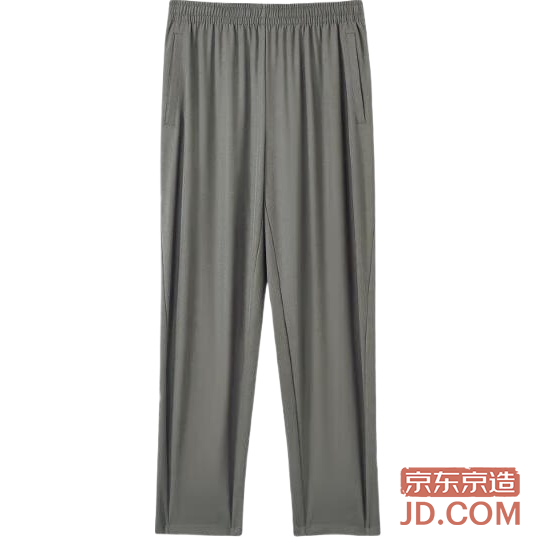 JD Quick-Dry Stretch Men's Running Pants, Woven Straight-Leg Fitness Sport Pants, Light Gray M