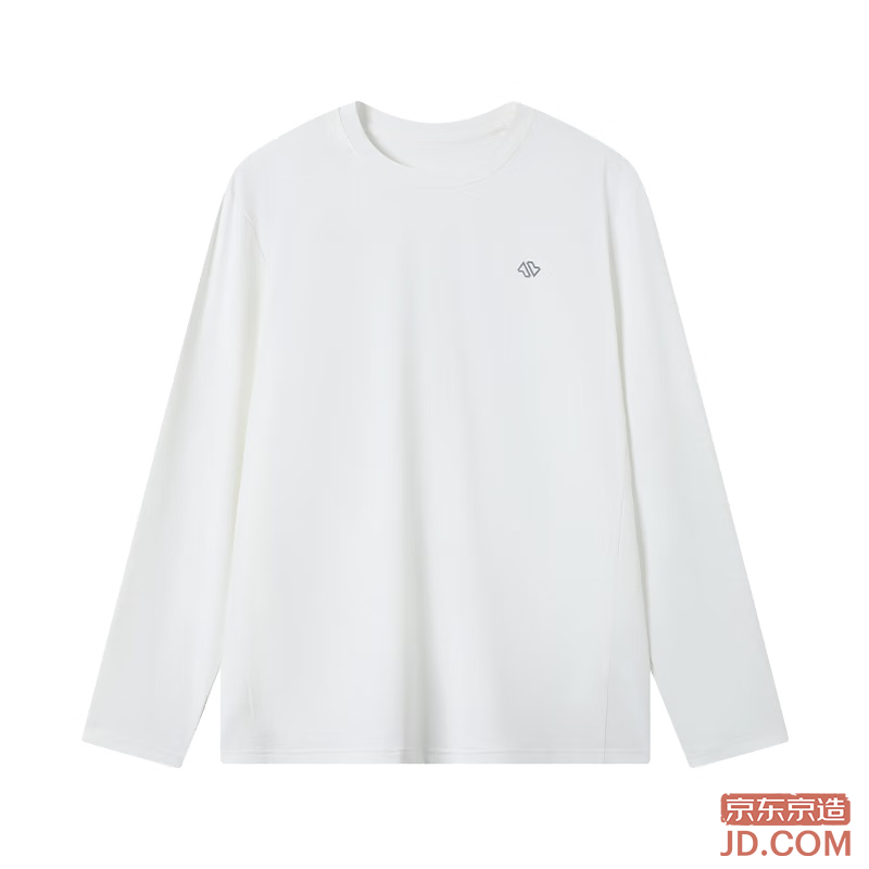 JD Sports T-Shirt Men's Crew Neck Long Sleeve Tee UV-Proof Quick-Dry Base Layer Running Fitness Outdoor White XL