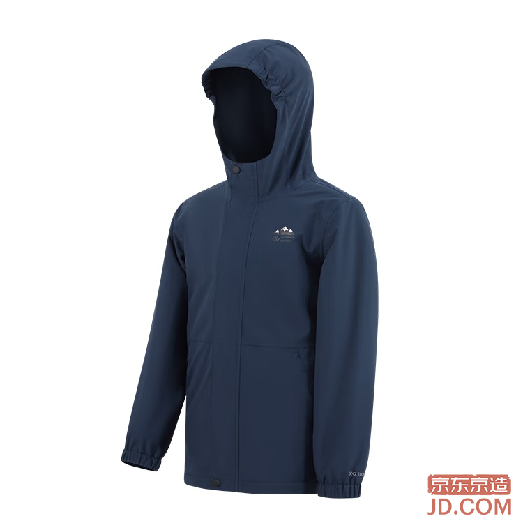 JD Kids Fleece Lined 3-in-1 Jacket Windproof Waterproof Outdoor Coat for Older Children, Navy 140